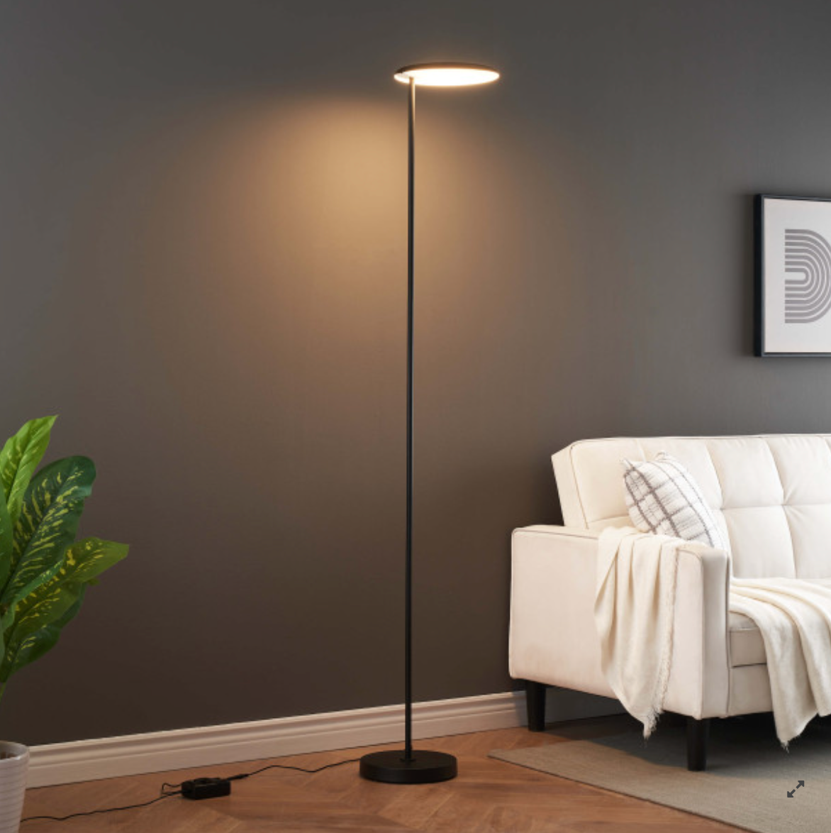 Lampadaire noir design épuré tête orientable dimmable - Kalena