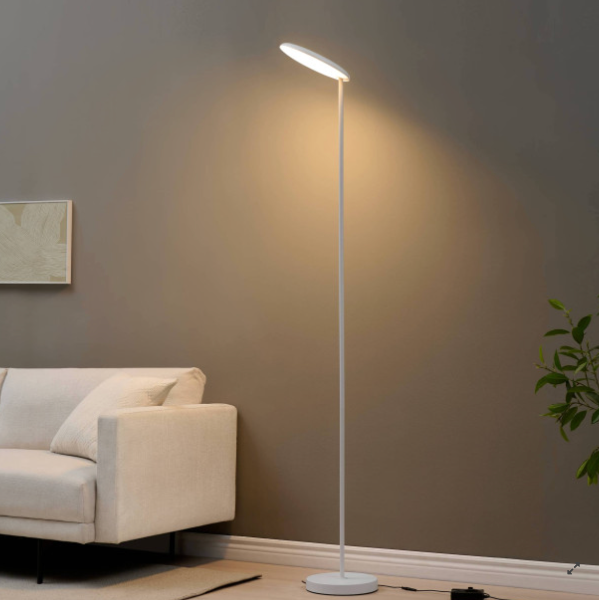 Lampadaire blanc design épuré tête orientable dimmable - Kalena